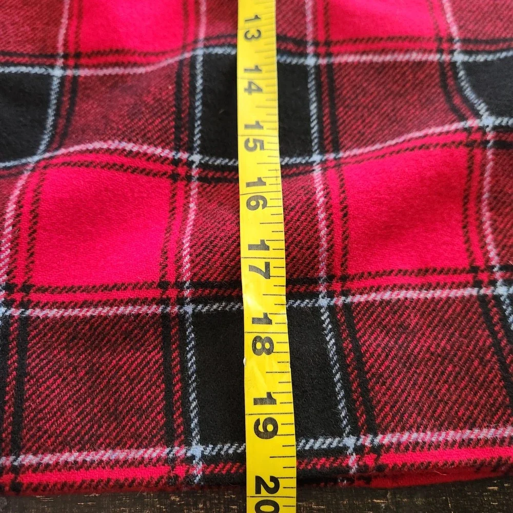 Talbots Red Black Buffalo Plaid Wool Blend Wrap Mini Skirt Size 4 Tartan A-Line